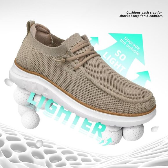 Men\'s Khaki Loafers Shoes Casual Mesh Walking Boat Shoes Dress Sneakers main image 6